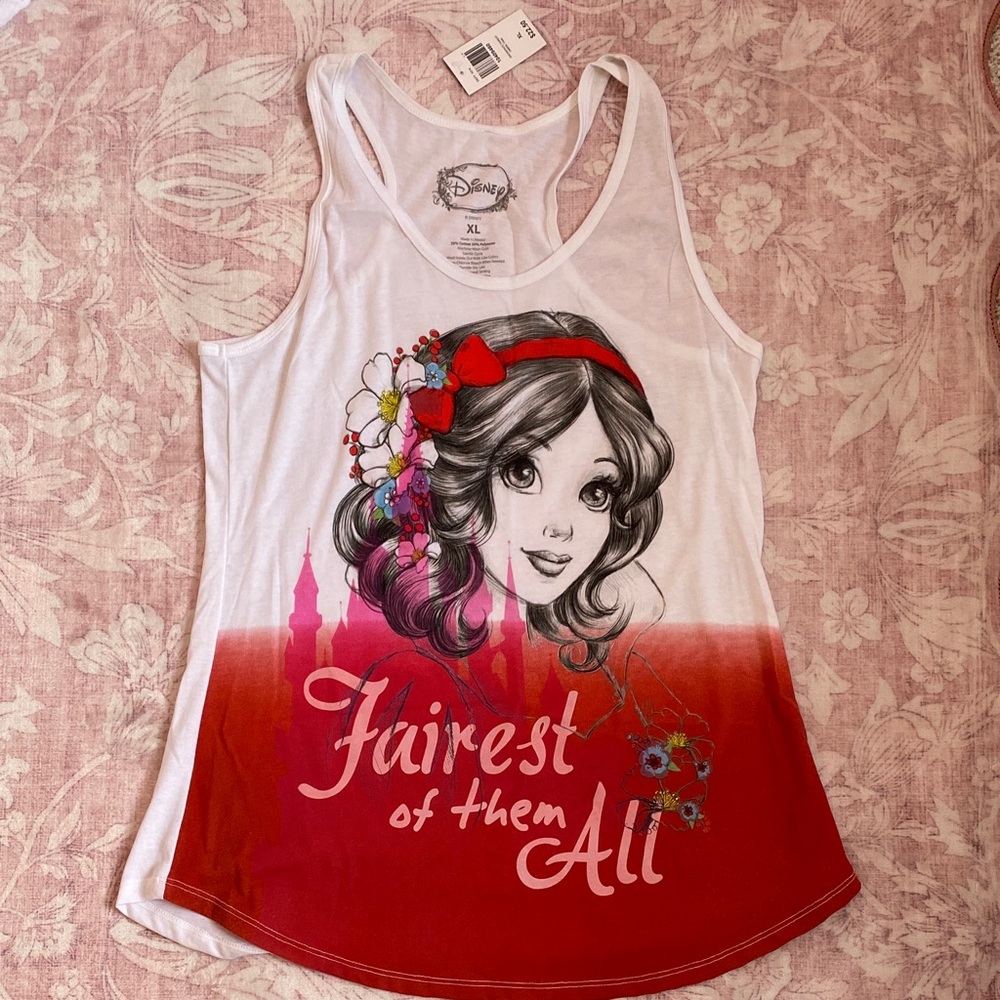 Disney Women's White and Red Graphic Tank Top Snow White XL new